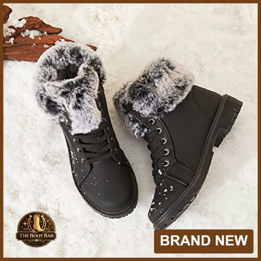 Women's Winter Snow Boots Fur Lined Waterproof Ankle Booties - Picture 7 of 8